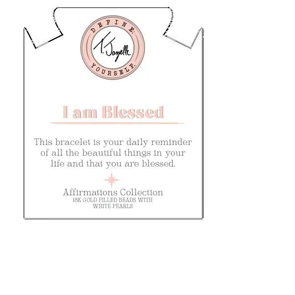 Gold Affirmations Collection- I am Blessed Pearl Bracelet