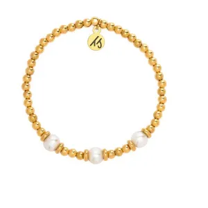 Gold Affirmations Collection- I am Blessed Pearl Bracelet