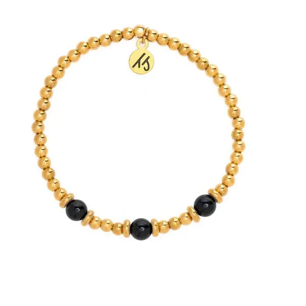 Gold Affirmations Collection- You are Strong Onyx Bracelet