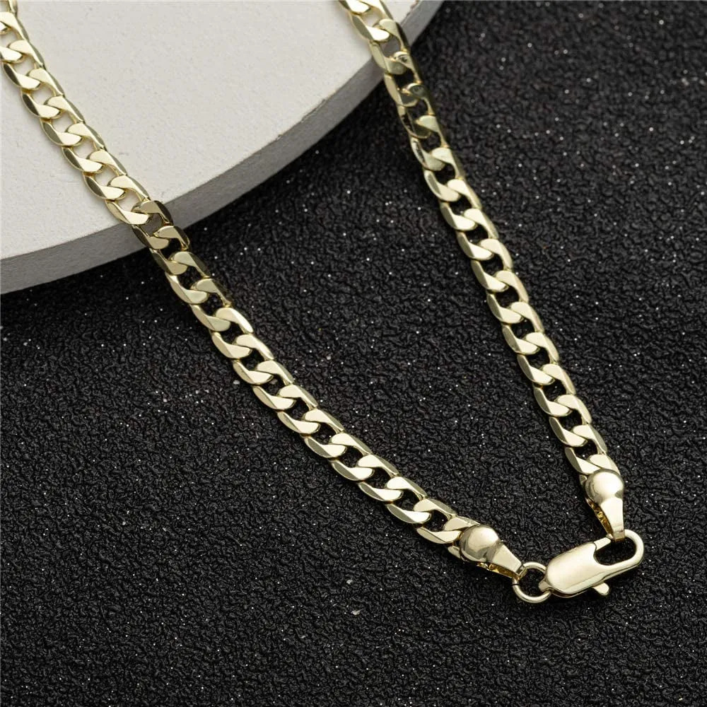 Gold Anklet Bracelets for Women Men 14K White Gold Plated Cuban Link Herringbone Paperclip Figaro Chain Ankle Bracelets for Women