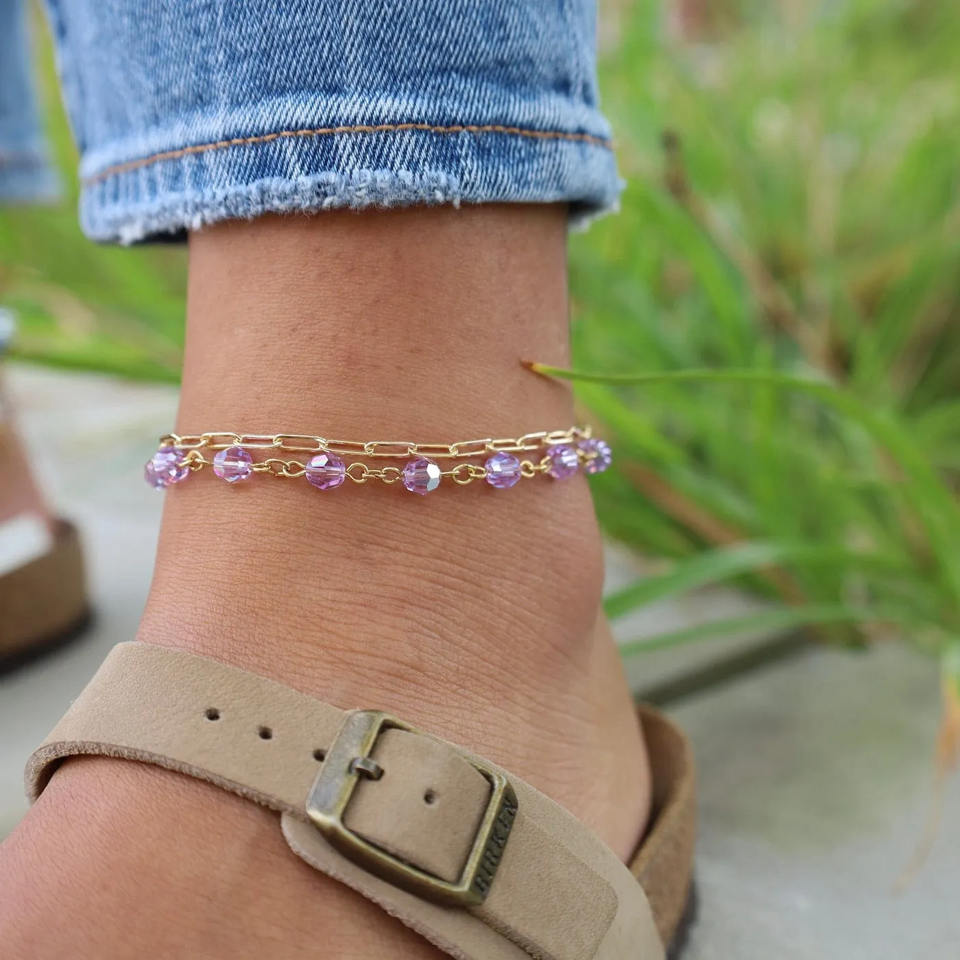 Gold Filled Flat Drawn Cable Chain Anklet