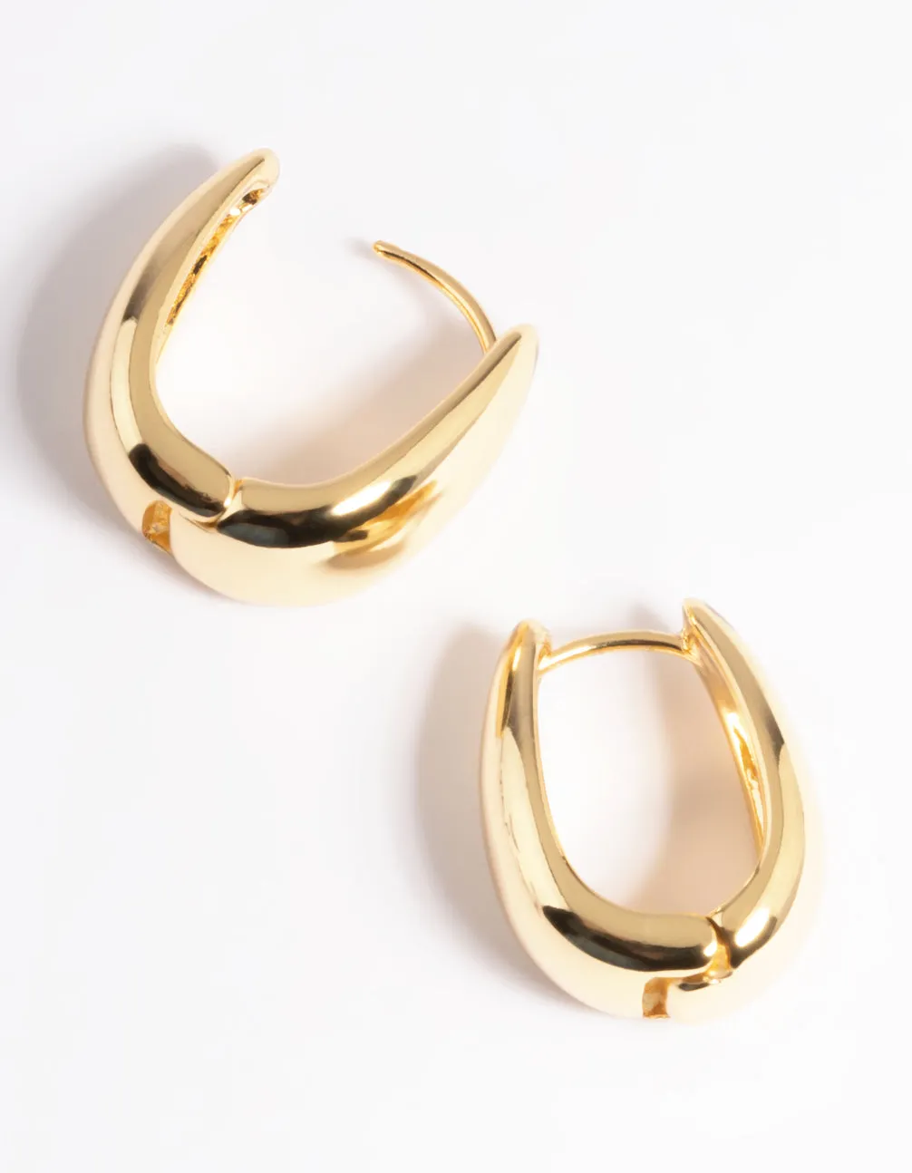 Gold Plated Bold Tapered Hoop Earrings