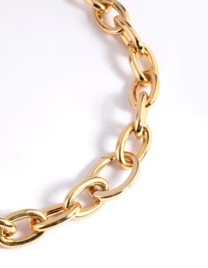 Gold Plated Circle Link Chain Necklace