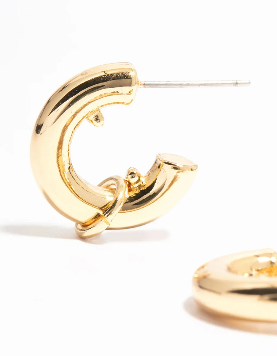 Gold Plated Mini Chubby Ring Hoop Earrings