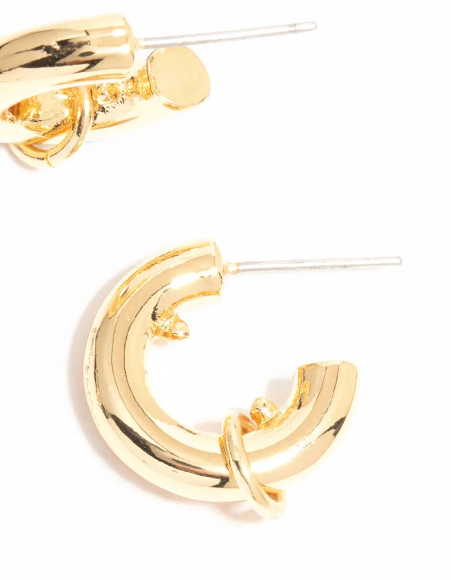 Gold Plated Mini Chubby Ring Hoop Earrings