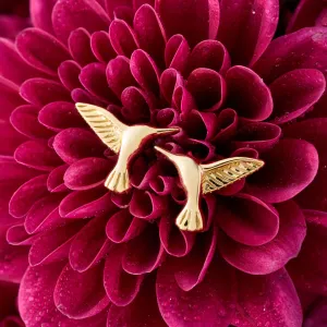 Gold Sterling Silver Hummingbird Studs