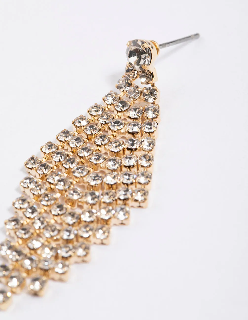 Gold Tier Diamante Drop Earrings