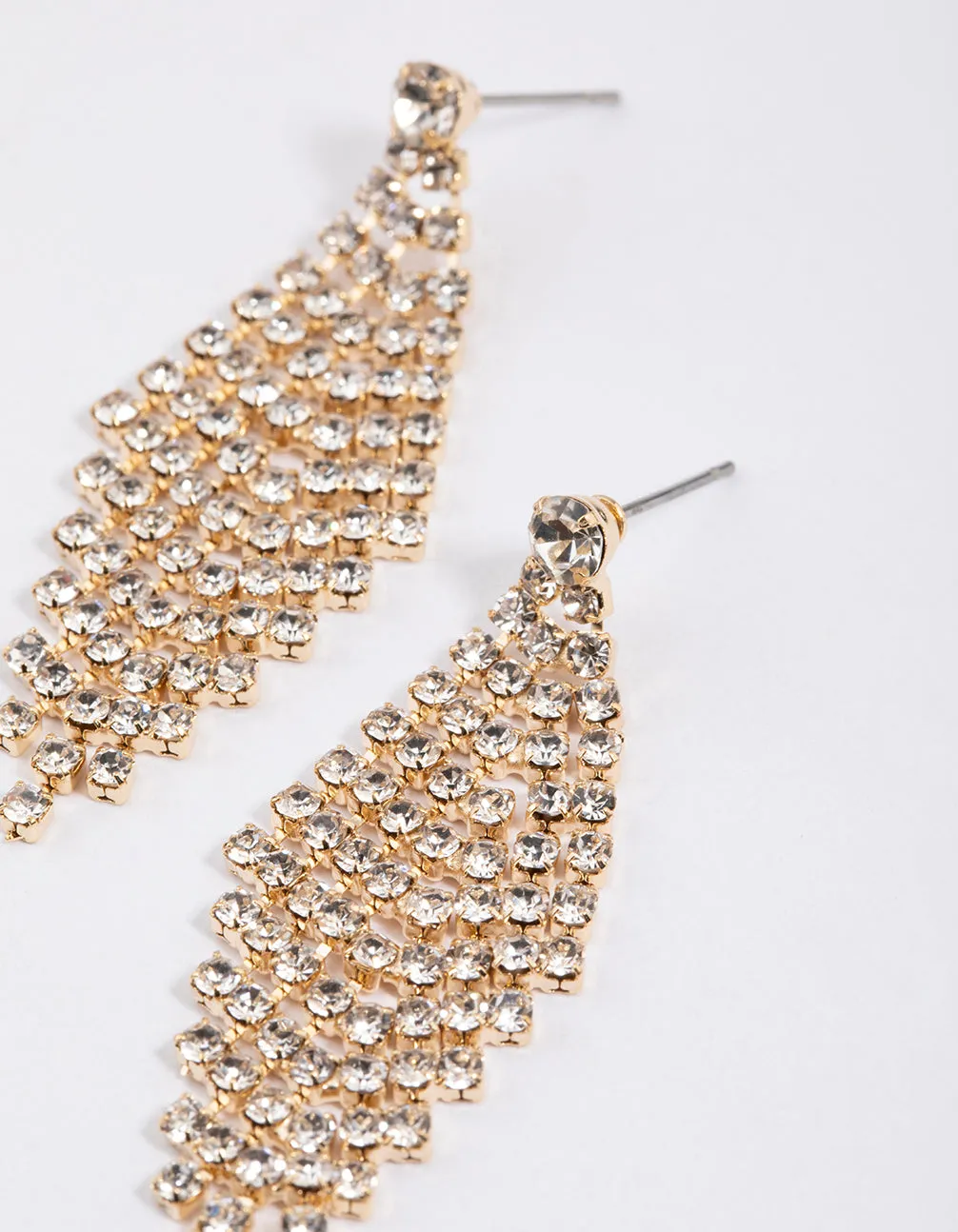 Gold Tier Diamante Drop Earrings