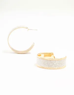 Gold Wide Glitter Hoop Earrings