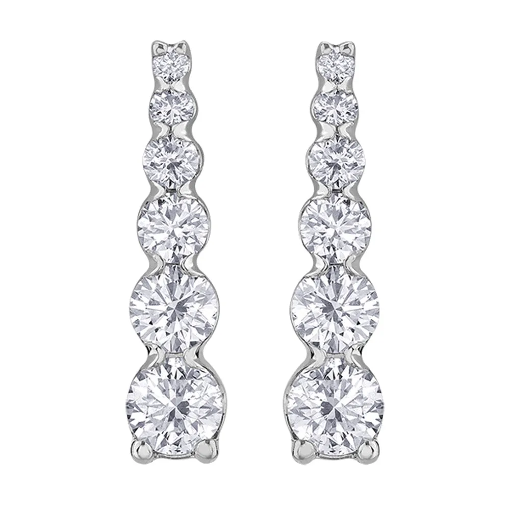 Graduated Diamond and White Gold Drop Earrings