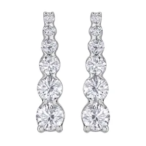 Graduated Diamond and White Gold Drop Earrings