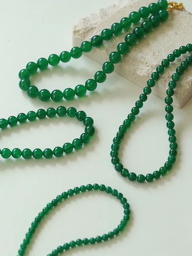 Green Onyx Beaded Necklaces 3mm/6mm/8mm/10mm/12mm