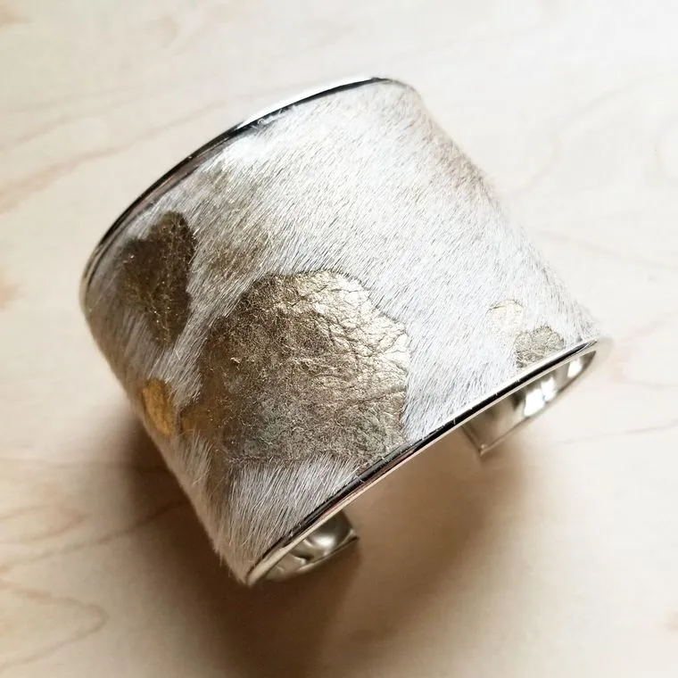 Hair-on-Hide Metallic Leather Cuff