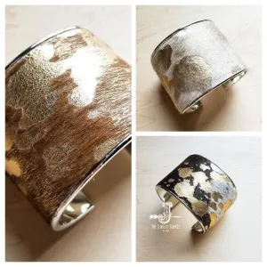 Hair-on-Hide Metallic Leather Cuff