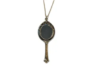 Hand Mirror Necklace Brass