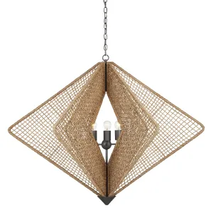 Hiroshi Koshitaka 3-Light Chandelier in Natural Rope/Hiroshi Gray