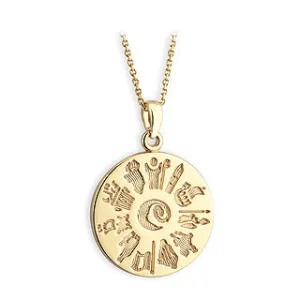 History Of Ireland 14 Carat Gold Disc Pendant