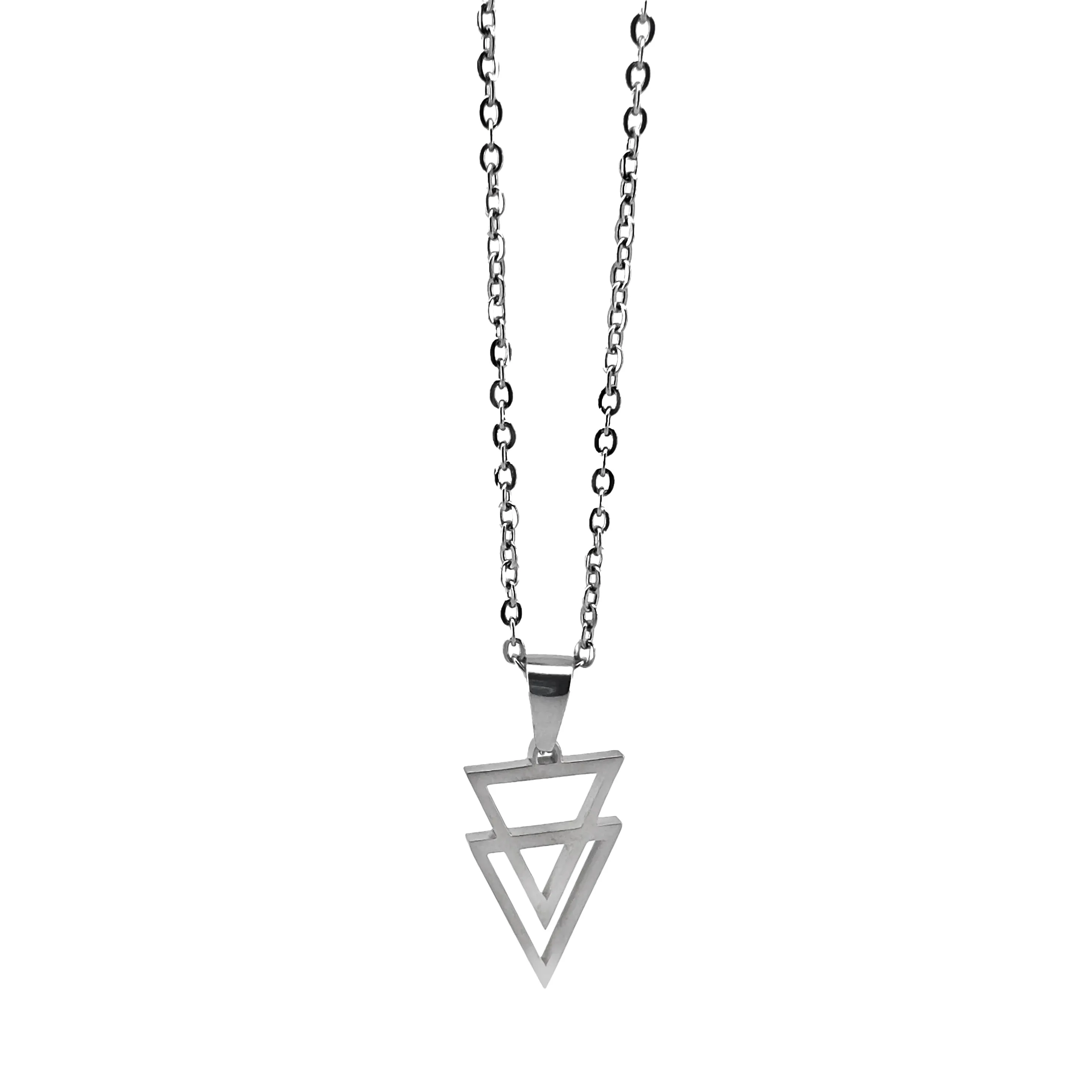 Jakob Double Triangle Pendant with Chain Necklace