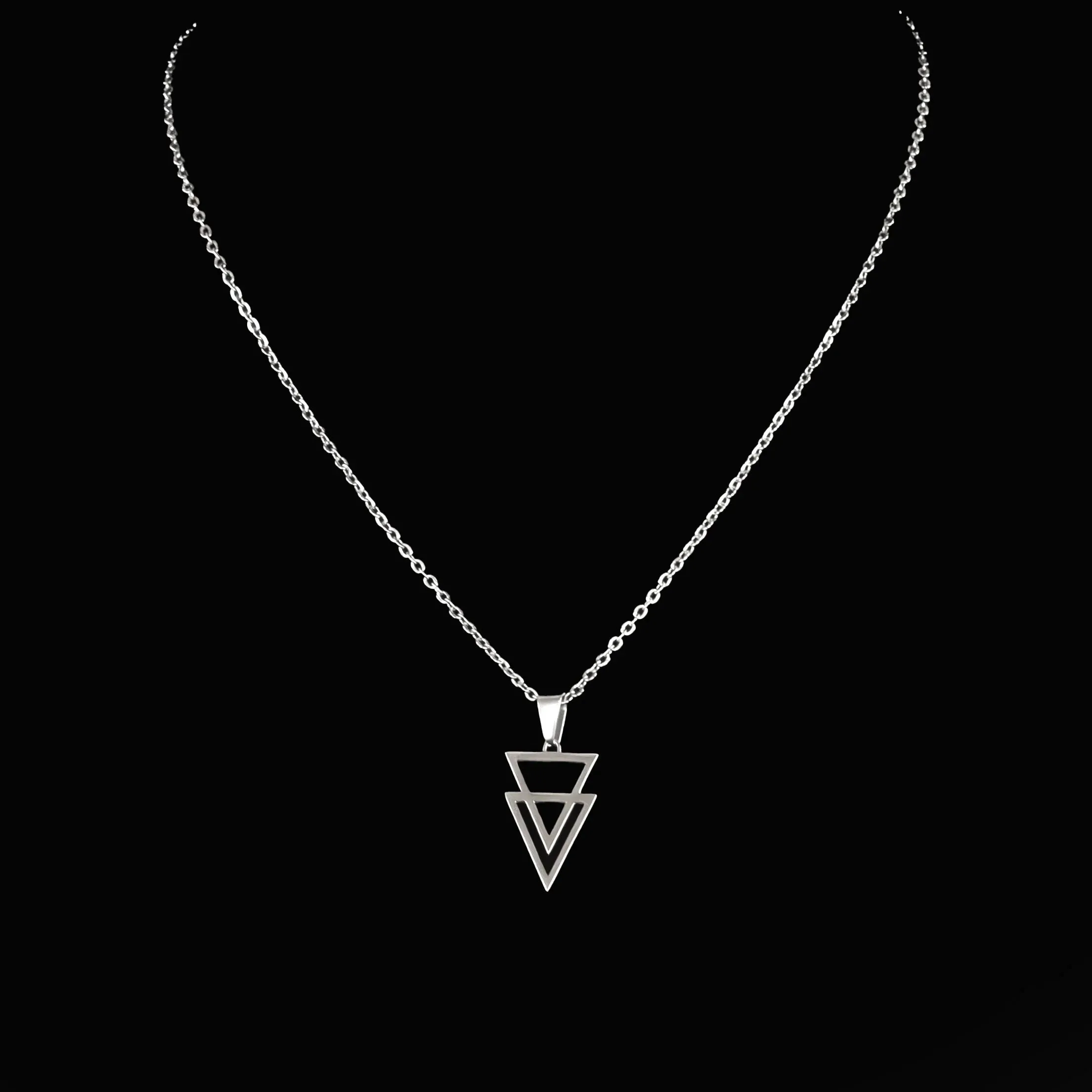 Jakob Double Triangle Pendant with Chain Necklace