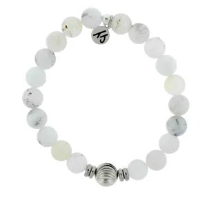 Journey Wave Bracelet with White Chalcedony and Silver Wave Ball