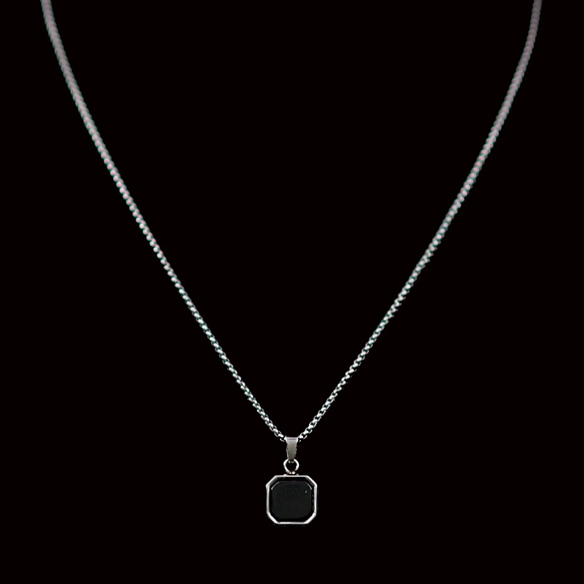 Kare Square Pendant with Chain Necklace