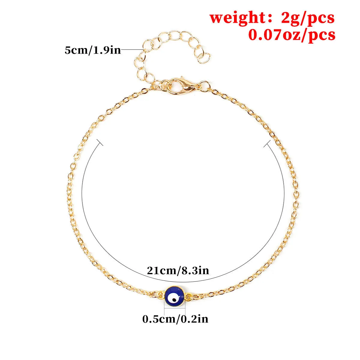 Ladies Evil Eye Alloy Plating Simple Anklet