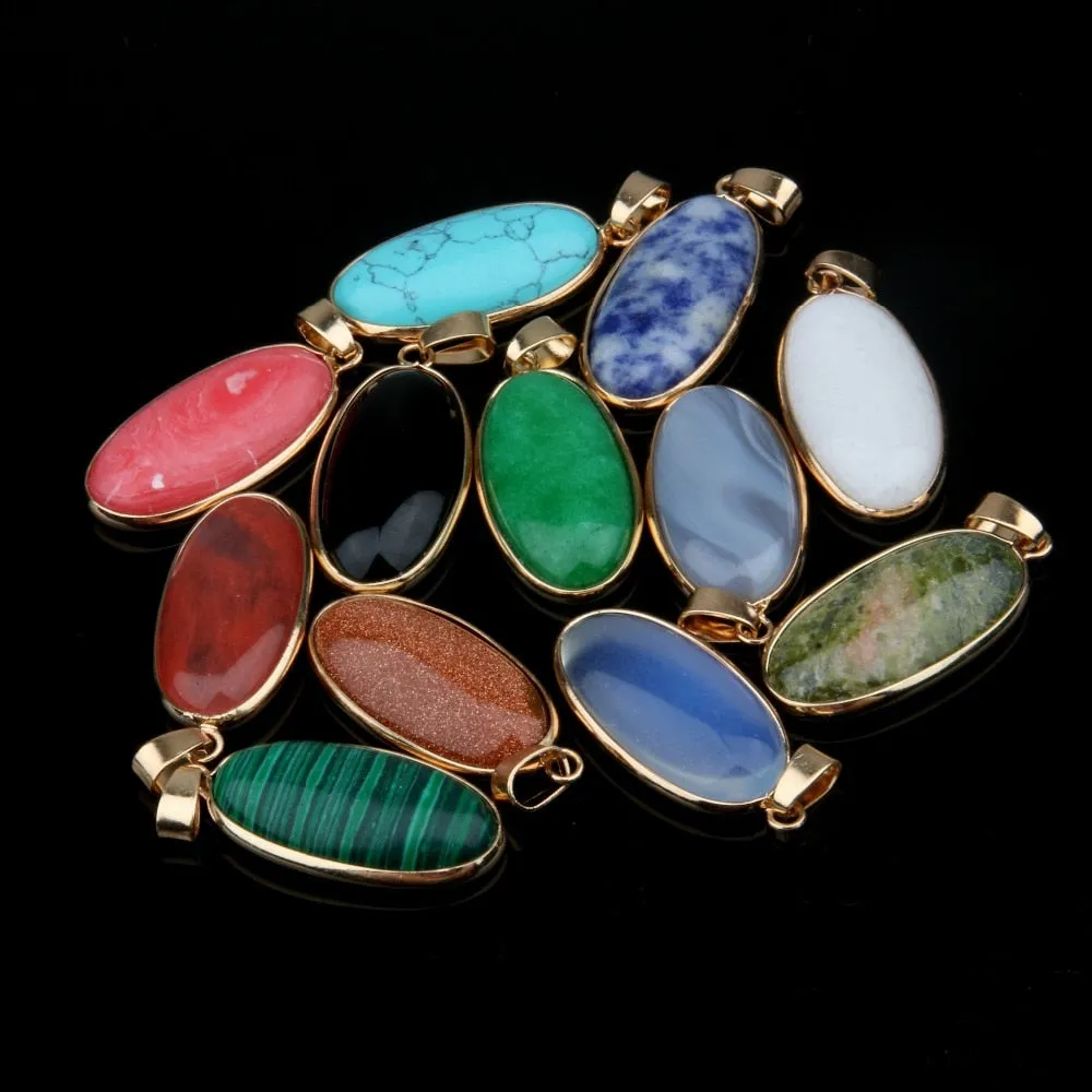 Lapis Lazuli Charms Natural Oval Shape Pendants