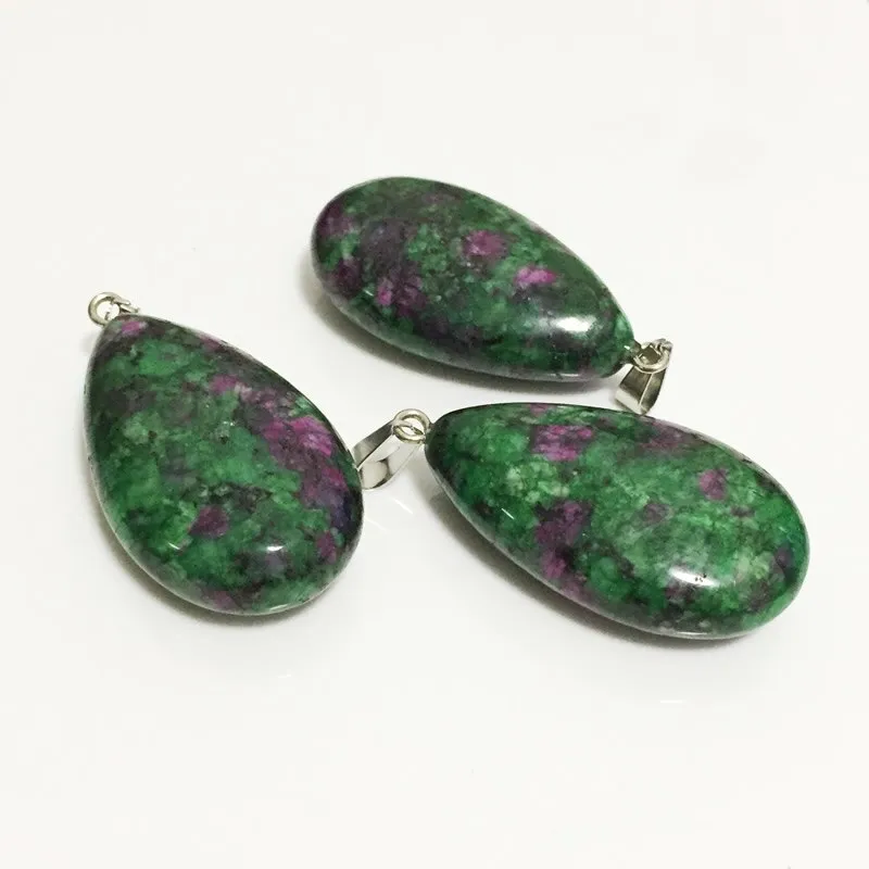 Large size green stone natural rubies Zoisite quartz stone pendant