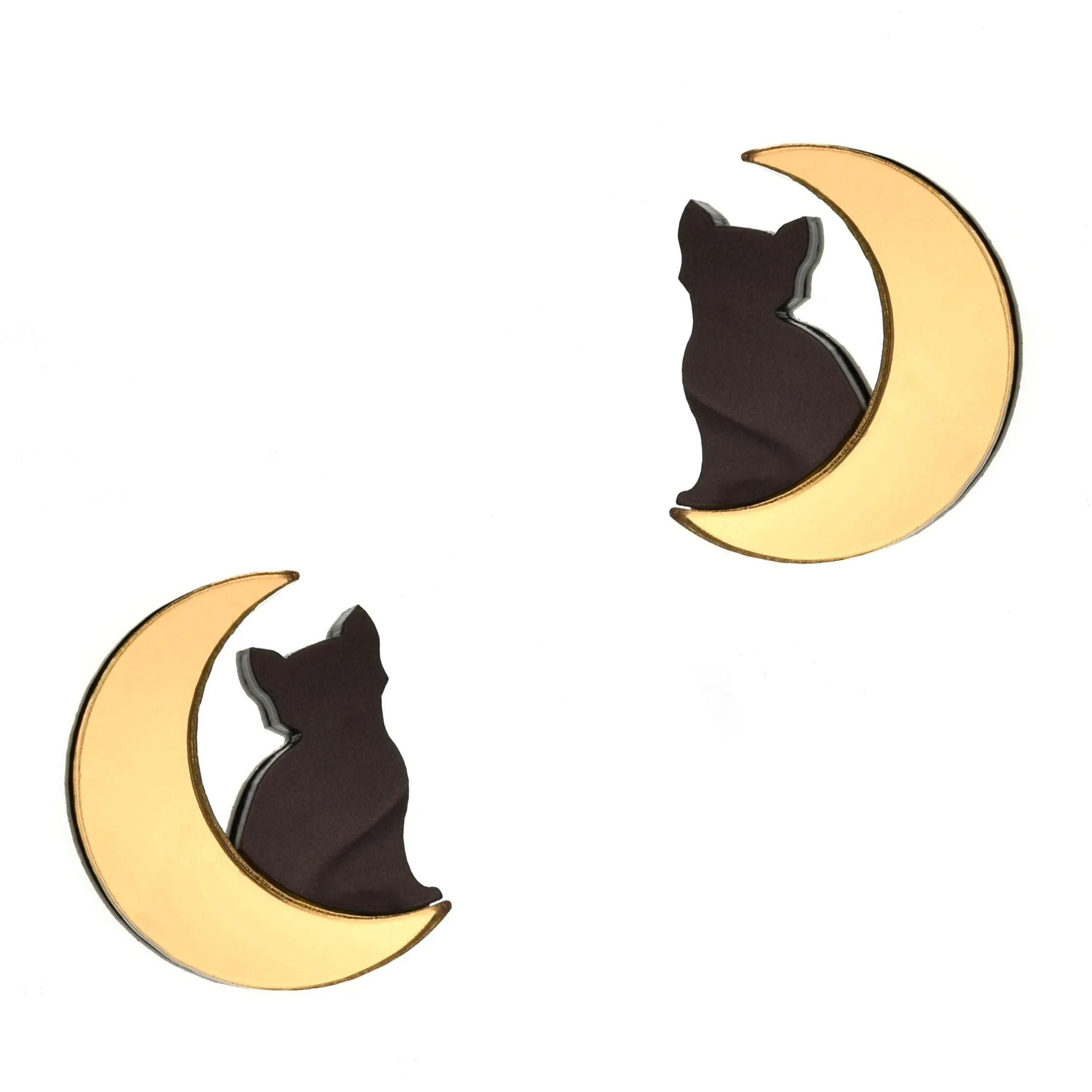 Last Chance! Cat in Moon Earrings