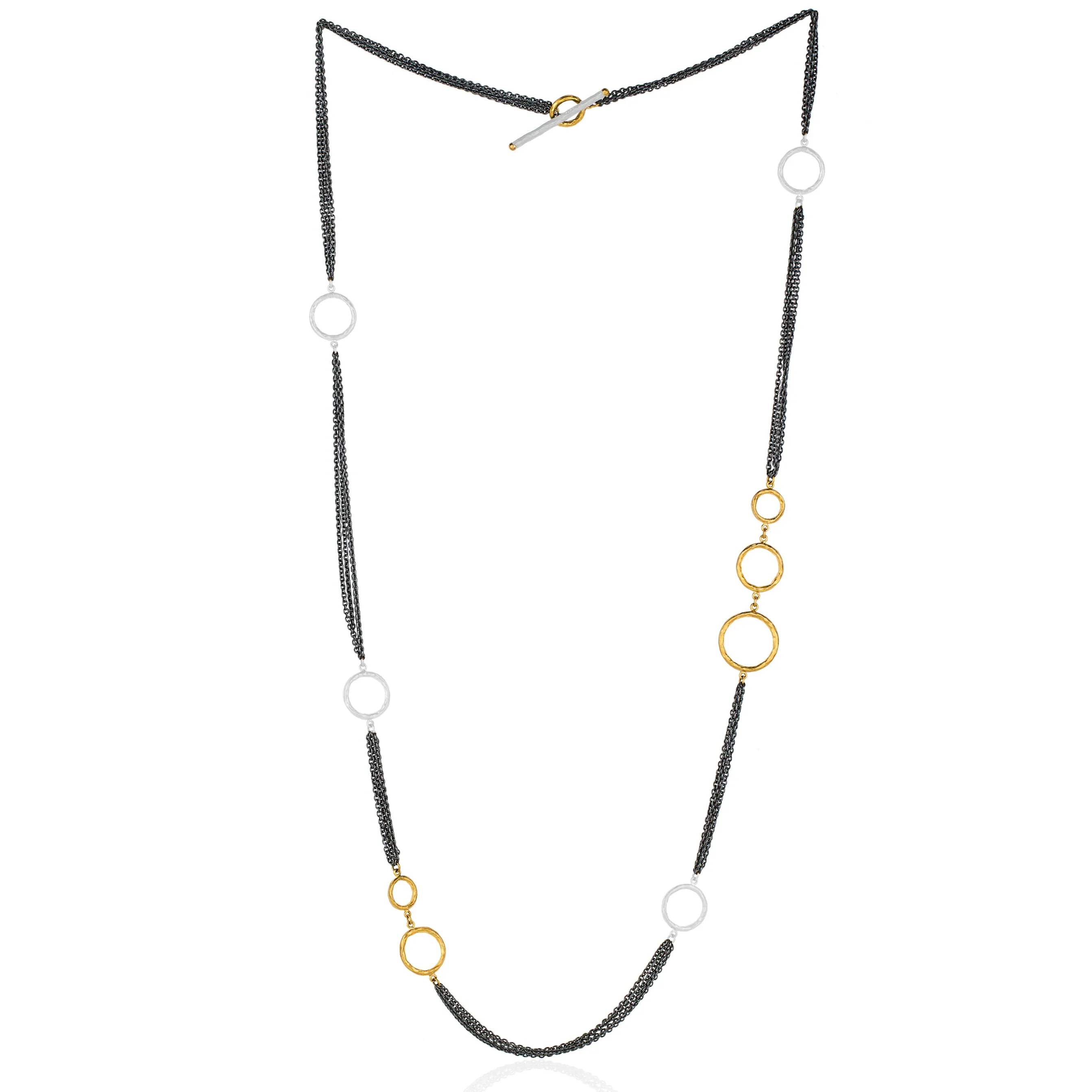 Lika Behar "Bubbles" Multichain Necklace in Sterling Silver & 24K Gold 36" BUB-N-115-GXSIL