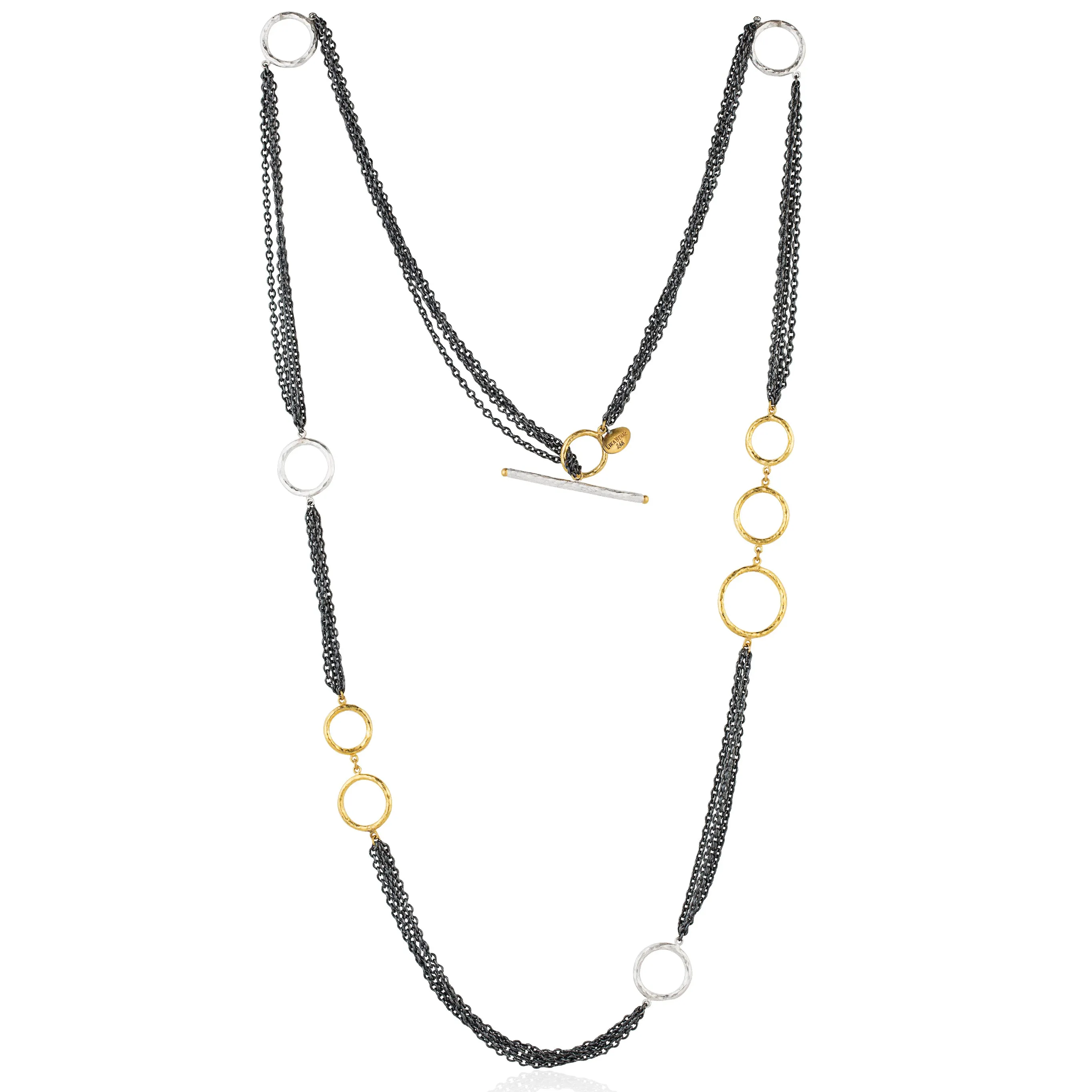 Lika Behar "Bubbles" Multichain Necklace in Sterling Silver & 24K Gold 36" BUB-N-115-GXSIL