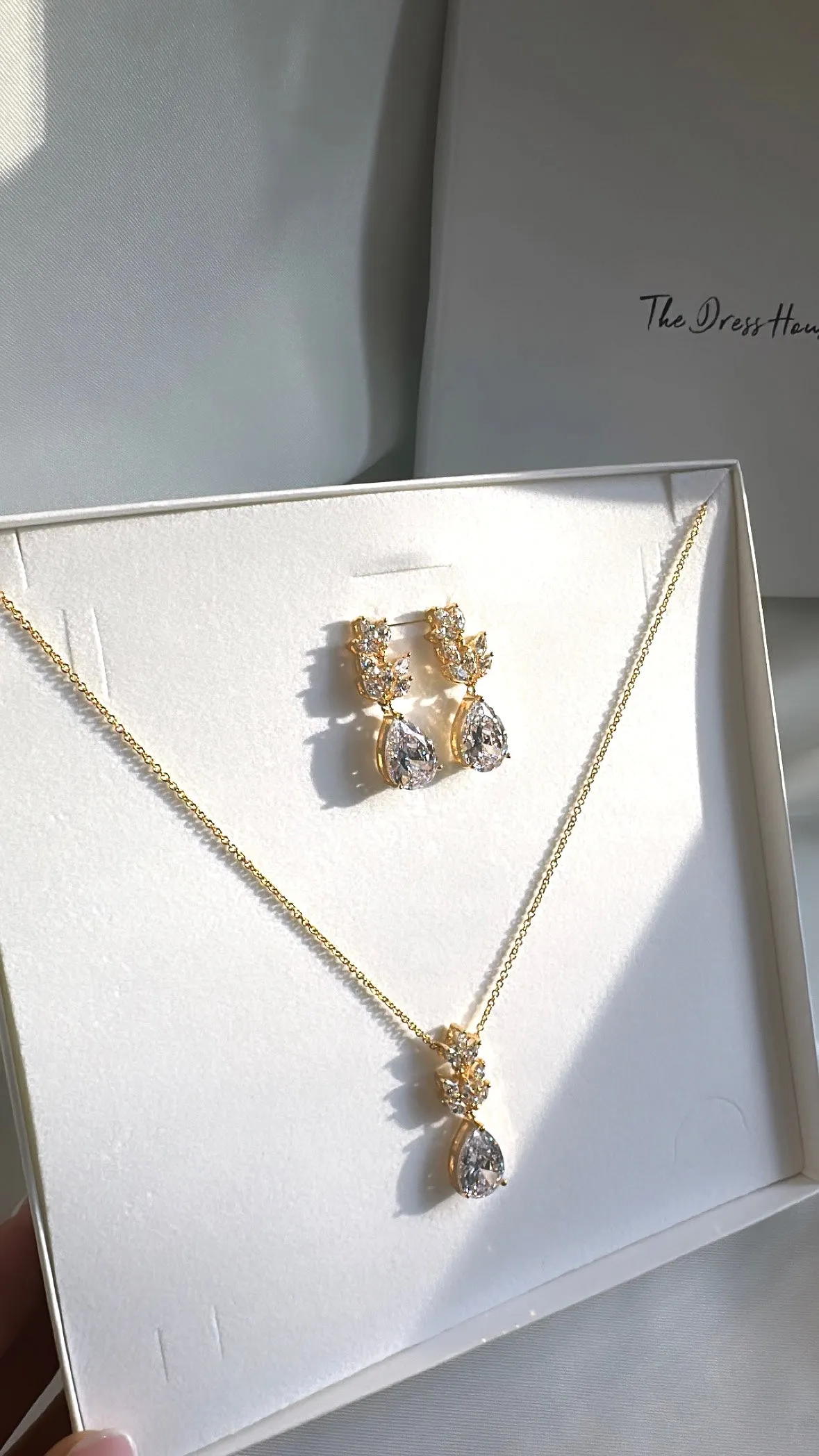 Luisa - Gold Diamanté Earring Necklace Gift Set