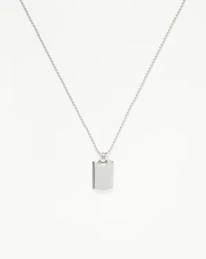 Mens Engravable Tag Pendant Necklace | Sterling Silver