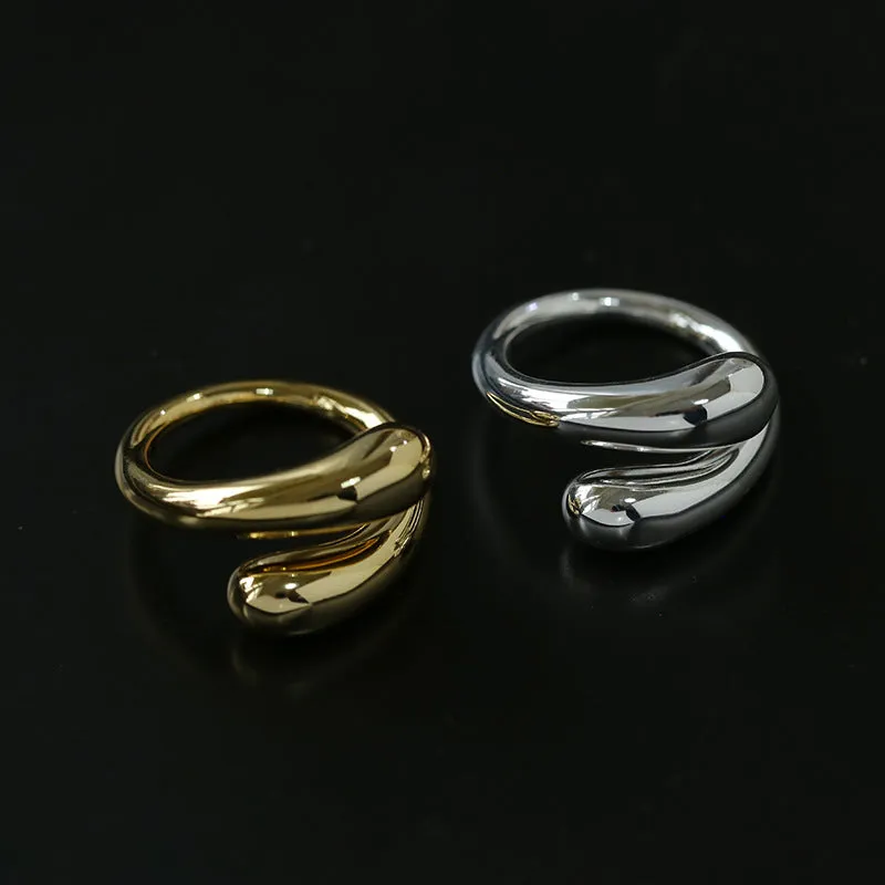 Metal Style Water Drop Adjustable Open Ring