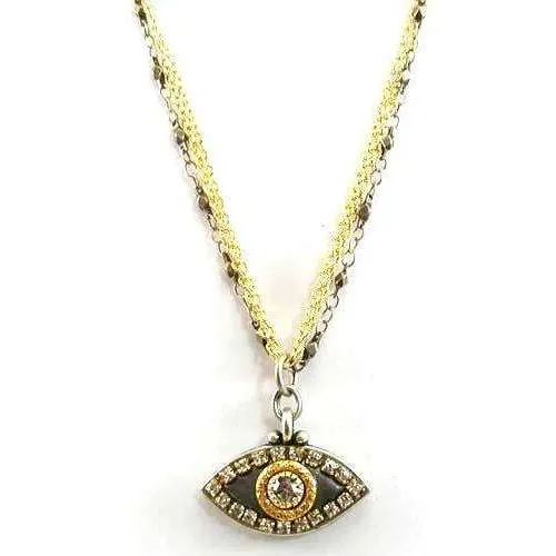 Michal Golan Crystal, Gold and Silver Evil Eye Pendant Necklace