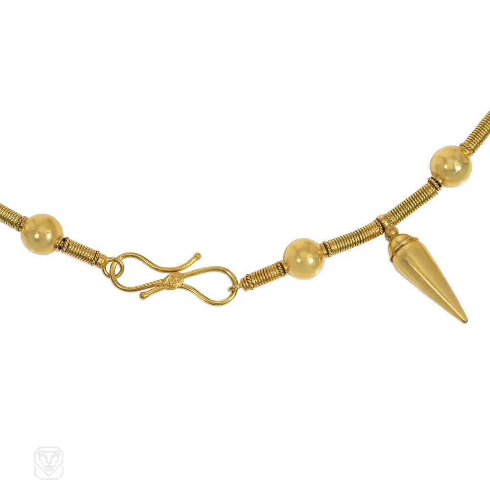 Modern Castellani Etruscan Revival gold necklace