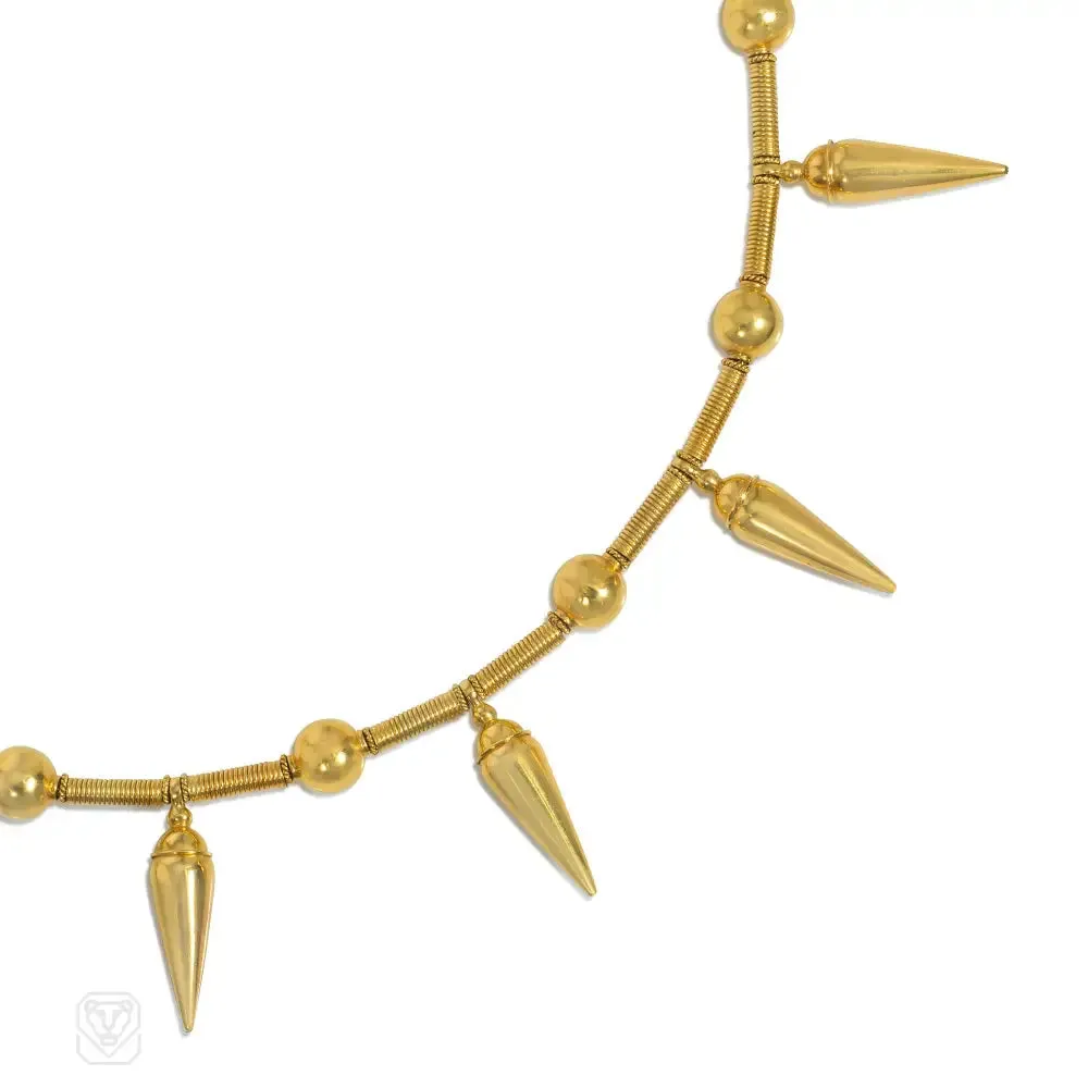 Modern Castellani Etruscan Revival gold necklace