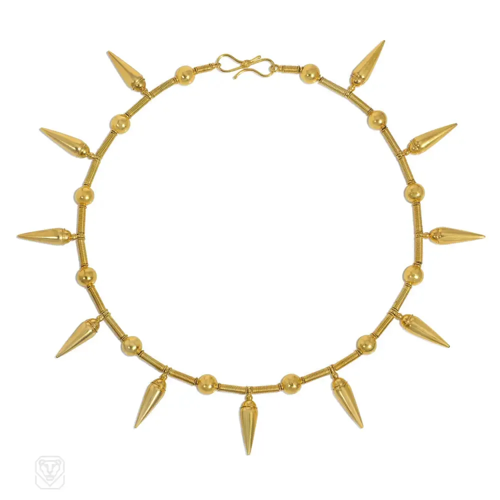 Modern Castellani Etruscan Revival gold necklace