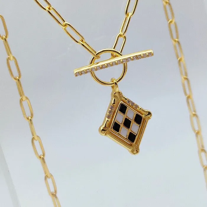 Modern Gallery - Vintage Style Check Board Necklace