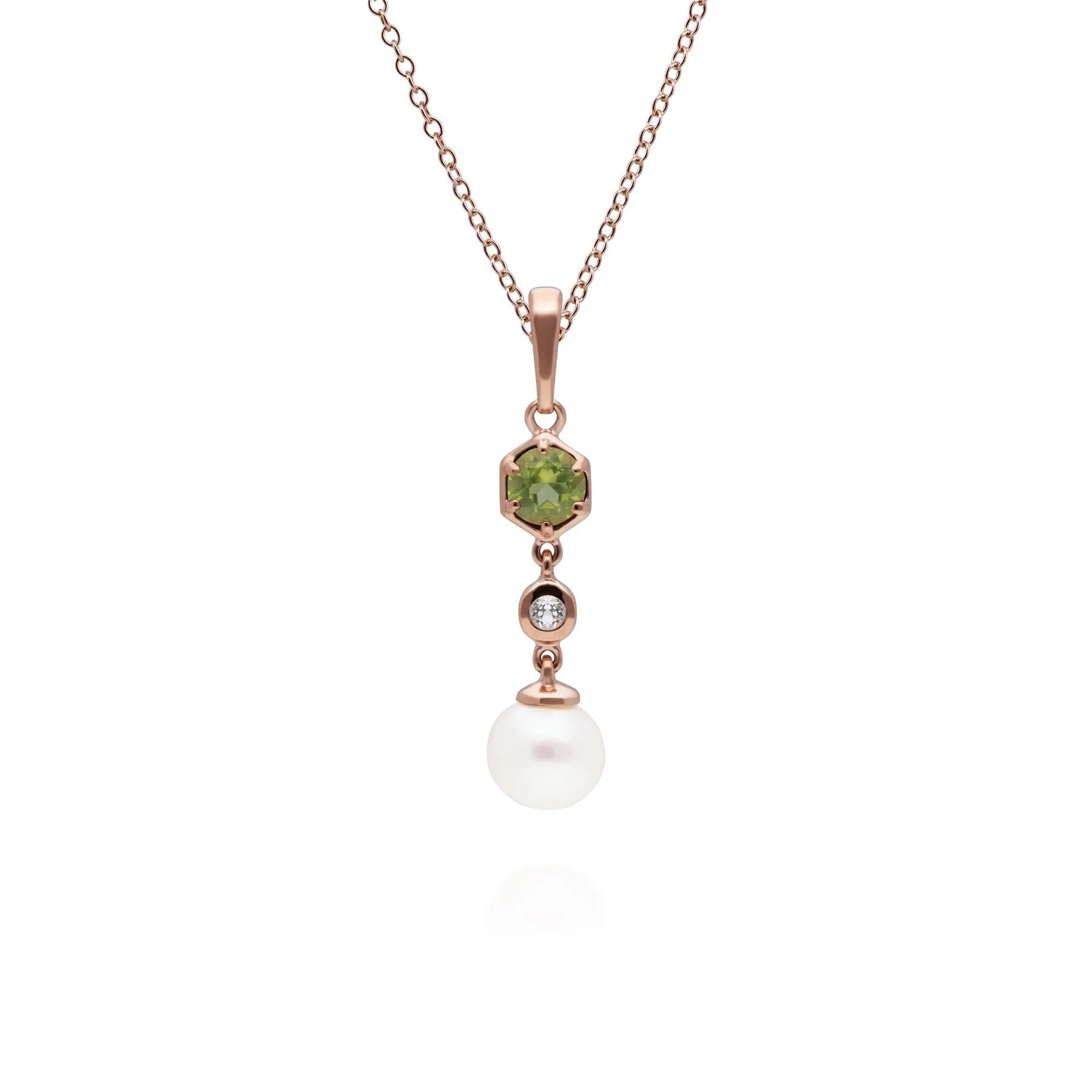 Moderne Perle, Peridot & Topas Tropfen Anhänger in Rose Vergoldetem Sterling Silber