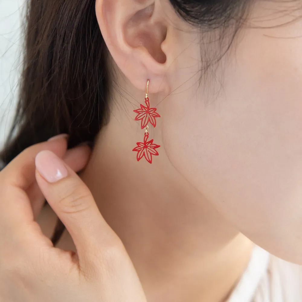 Momiji and Origami Crane Mismatched Earrings