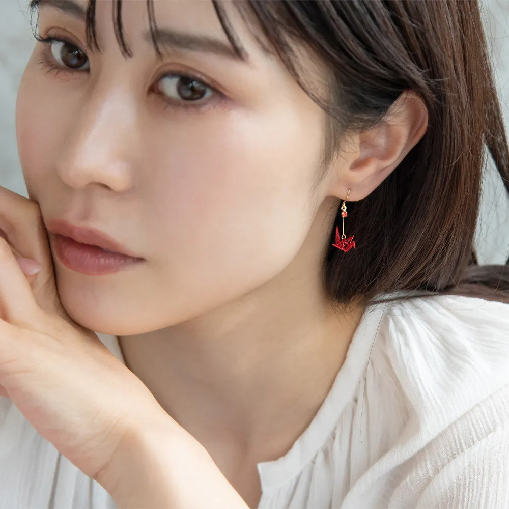 Momiji and Origami Crane Mismatched Earrings