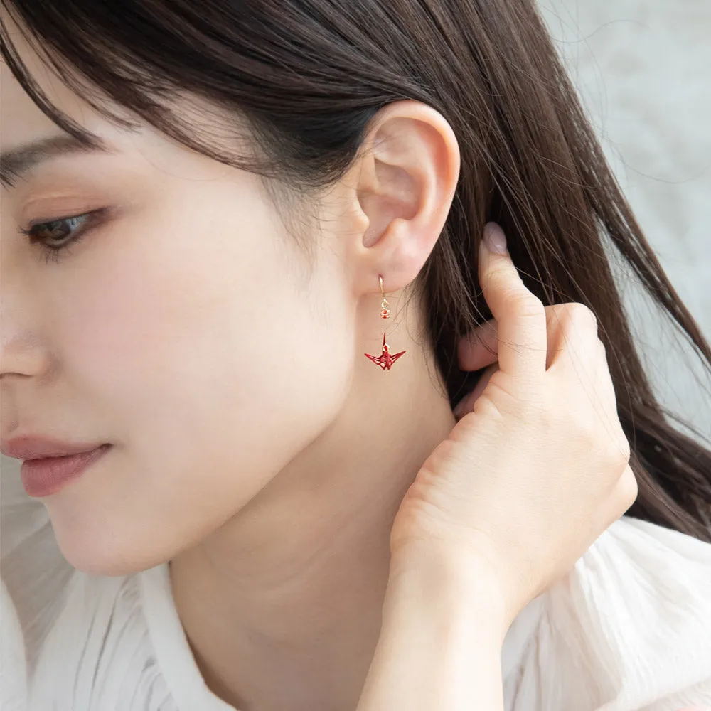 Momiji and Origami Crane Mismatched Earrings