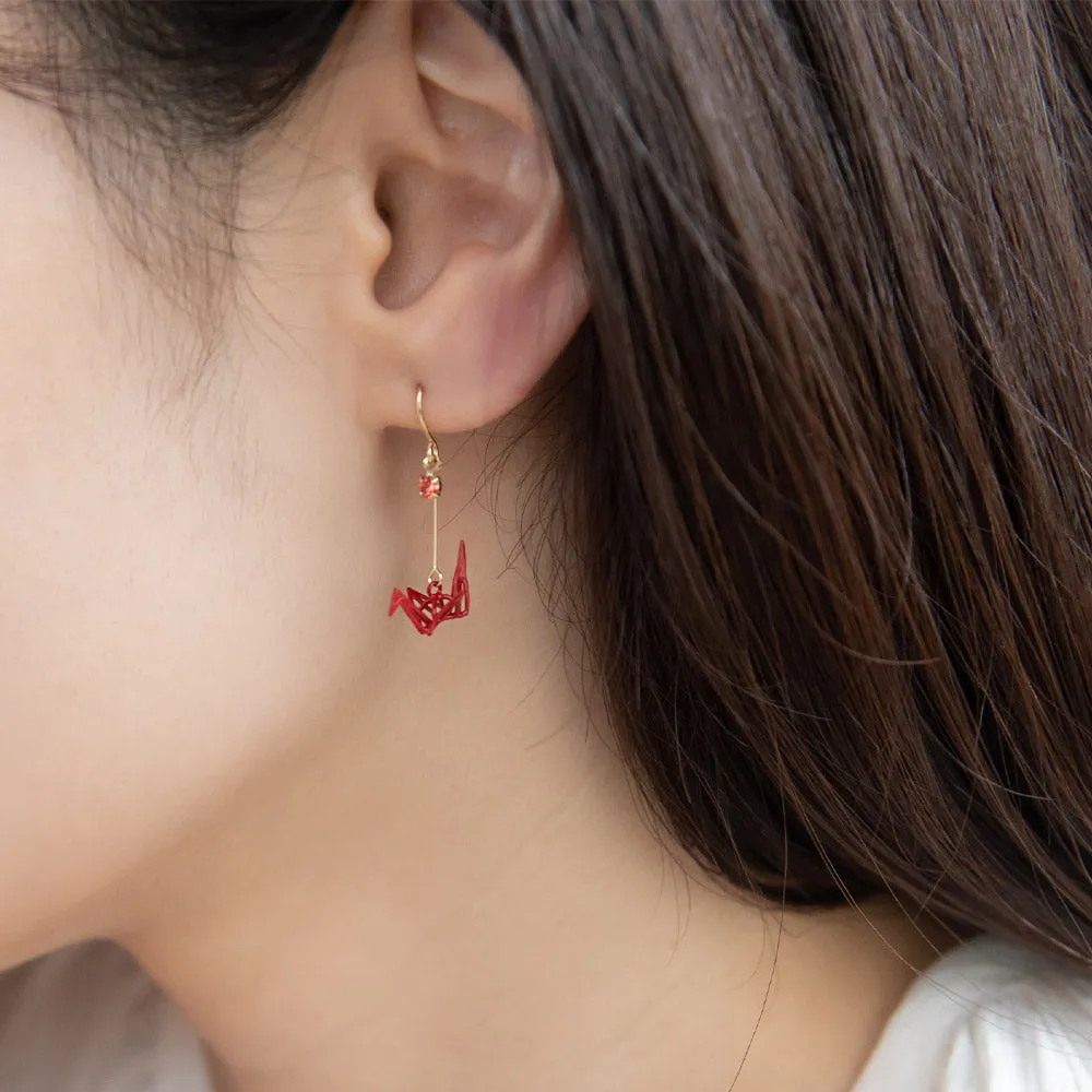 Momiji and Origami Crane Mismatched Earrings