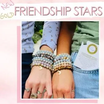 Moonstone Bracelet with Friendship Stars Sterling Silver Charm