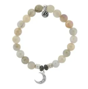 Moonstone Bracelet with Friendship Stars Sterling Silver Charm