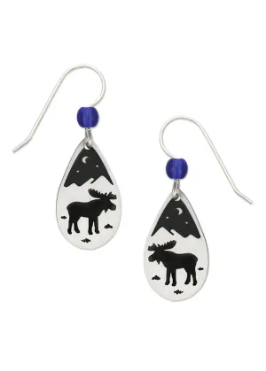 Moose Teardrop Hand Painted Earrings