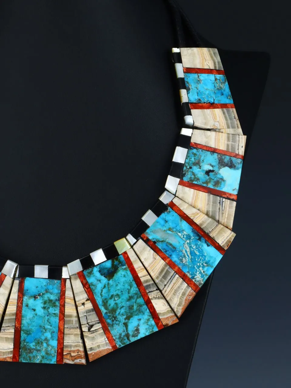 Native American Santo Domingo Onyx Mosaic Necklace Set