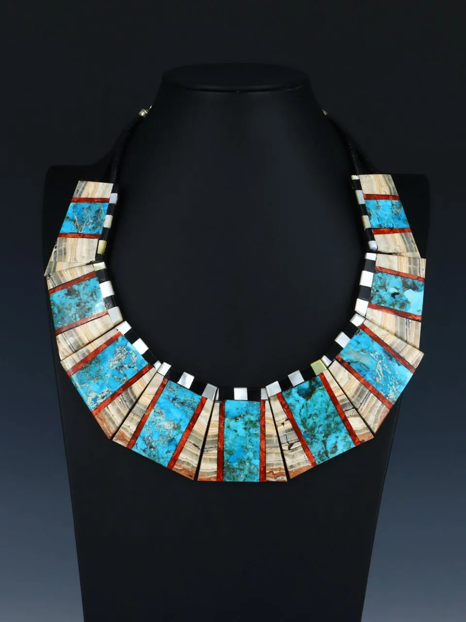 Native American Santo Domingo Onyx Mosaic Necklace Set