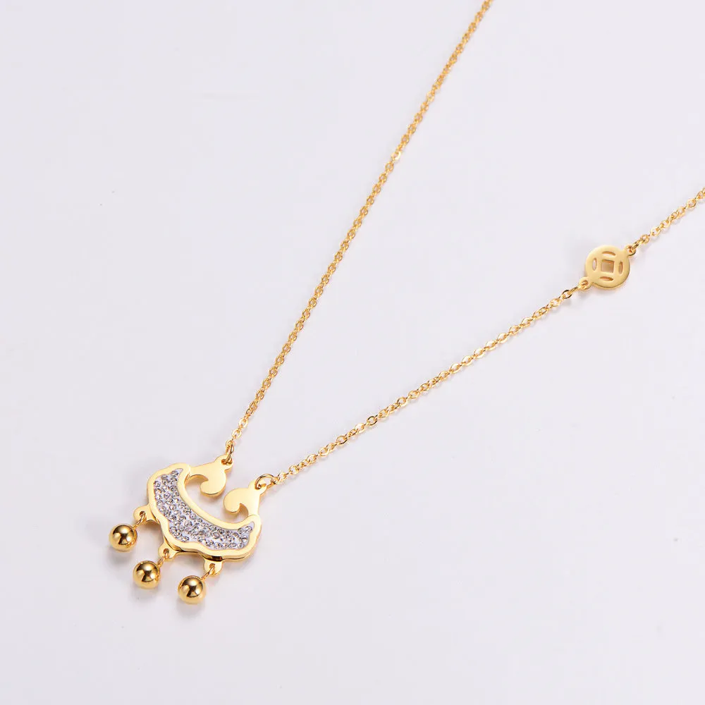 Natural Women Metal Crown Stainless Steel Gold Plating Pendants